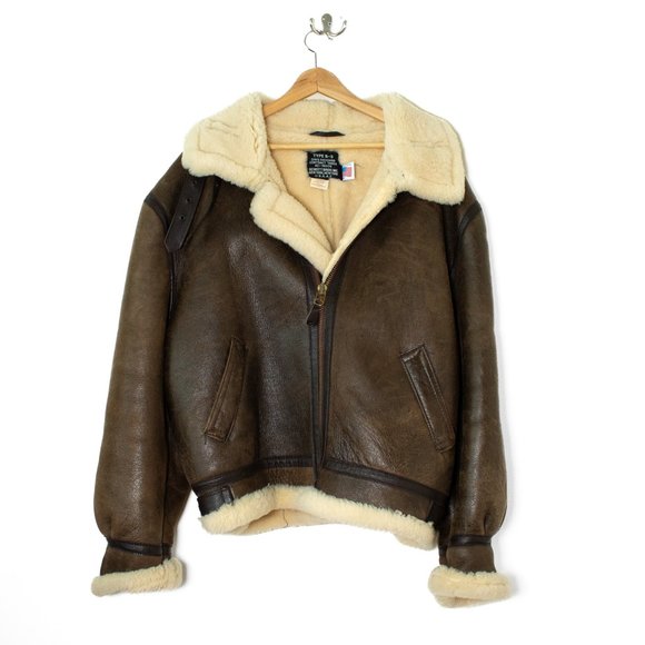 Schott NYC Other - Schott 3XL 52 Shearling Fur Sheepskin Leather Military Type B-3 Bomber Jacket